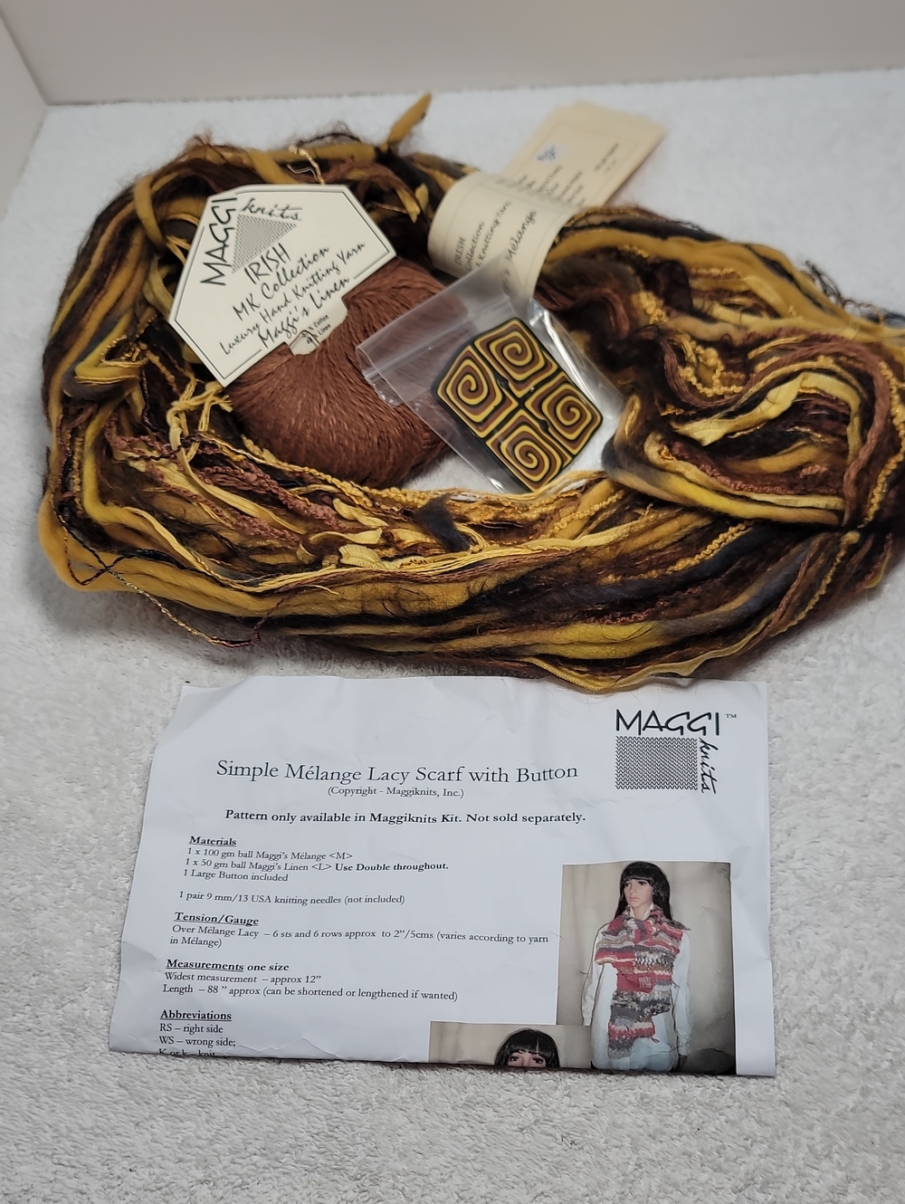 Simply Mélange Lacy Scarf Kit in Mustard & Brown - NWT - #15